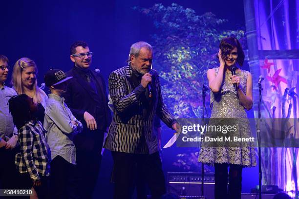 Elizabeth McGovern and Terry Gilliam on stage during the second annual SeriousFun Network Gala at at The Roundhouse on November 4, 2014 in London,...