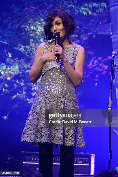 Elizabeth McGovern on stage at the second annual SeriousFun Network Gala at at The Roundhouse on November 4, 2014 in London, England.