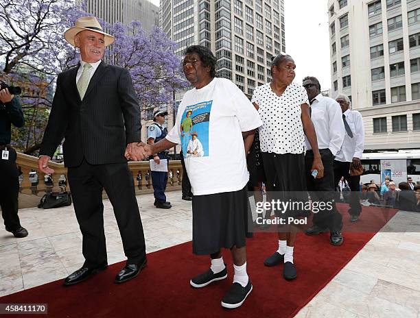 Members of the Gurindji people from Australia's Northern Territory arrive at the state memorial service for former Australian Prime Minister Gough...