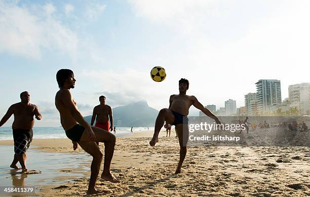 beach soccer - ipanema beach stock pictures, royalty-free photos & images