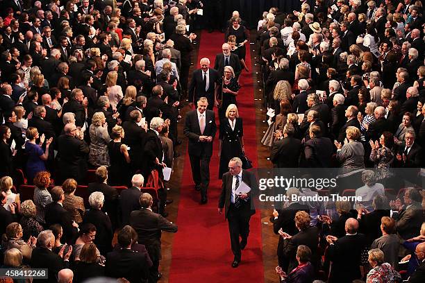 Gough Whitlam 's family leaves the state memorial service for former Australian Prime Minister Gough Whitlam at Sydney Town Hall on November 5, 2014...