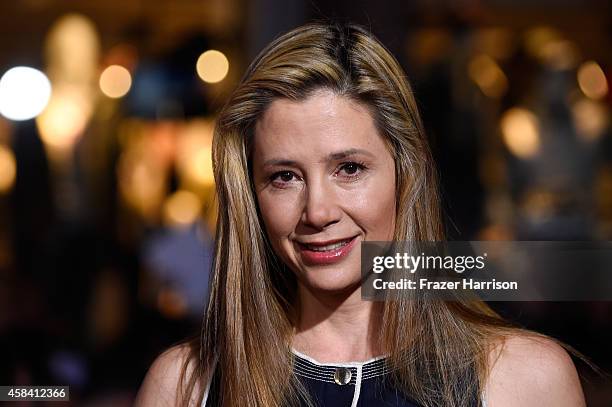 Actress Mira Sorvino attends the premiere of Disney's "Big Hero 6" at the El Capitan Theatre on November 4, 2014 in Hollywood, California.