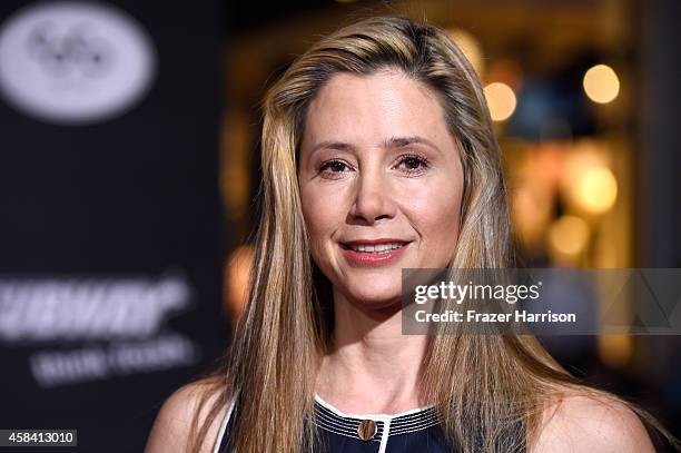 Actress Mira Sorvino attends the premiere of Disney's "Big Hero 6" at the El Capitan Theatre on November 4, 2014 in Hollywood, California.