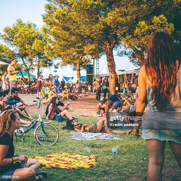 people enjoying music at festival. - reggae stock pictures, royalty-free photos & images