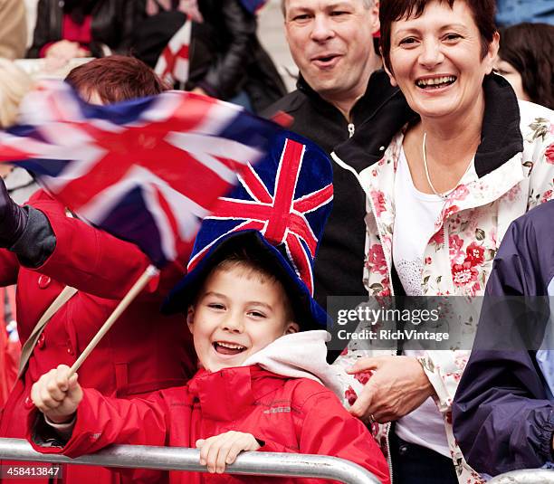 celebration before royal wedding - union jack flag stock pictures, royalty-free photos & images