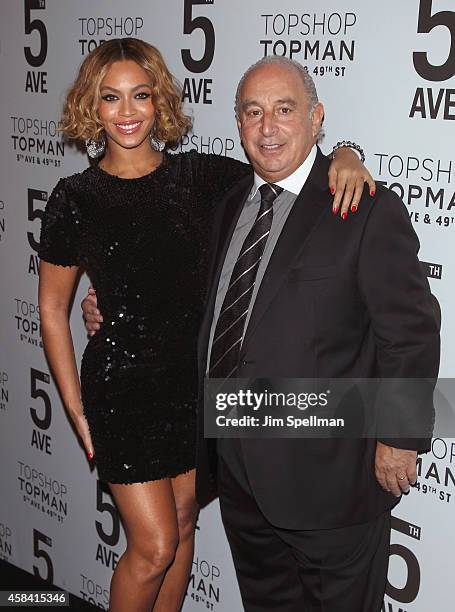 Singer Beyonce Knowles and Sir Philip Green attend the Topshop Topman New York City Flagship Opening Dinner at Grand Central Terminal on November 4,...