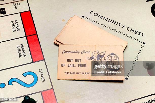 chance and community chest from classic monopoly game - monopoly chance stock pictures, royalty-free photos & images