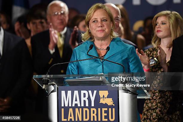 Sen. Mary Landrieu gathers with supporters at the Hyatt Regency on November 4, 2014 in New Orleans, Louisiana. Landrieu will face Rep. Bill Cassidy...