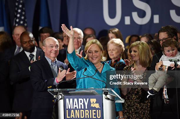 Sen. Mary Landrieu gathers with supporters at the Hyatt Regency on November 4, 2014 in New Orleans, Louisiana. Landrieu will face Rep. Bill Cassidy...