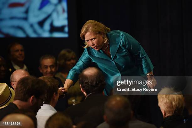 Sen. Mary Landrieu greets supporters at the Hyatt Regency on November 4, 2014 in New Orleans, Louisiana. Landrieu will face Rep. Bill Cassidy in a...