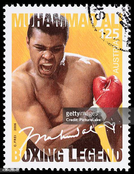 austria muhammad ali boxing legend postage stamp - muhammad ali boxer stock pictures, royalty-free photos & images