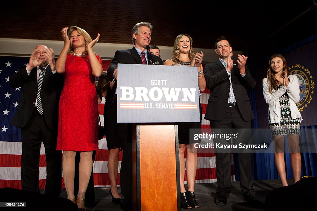 New Hampshire Senate Hopeful Scott Brown Gathers With Supporters On Election Night