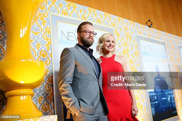 Actors Joshua Leonard and Alison Pill attend the Premiere of HBO's "The Newsroom" Season 3 at Directors Guild Of America on November 4, 2014 in Los...