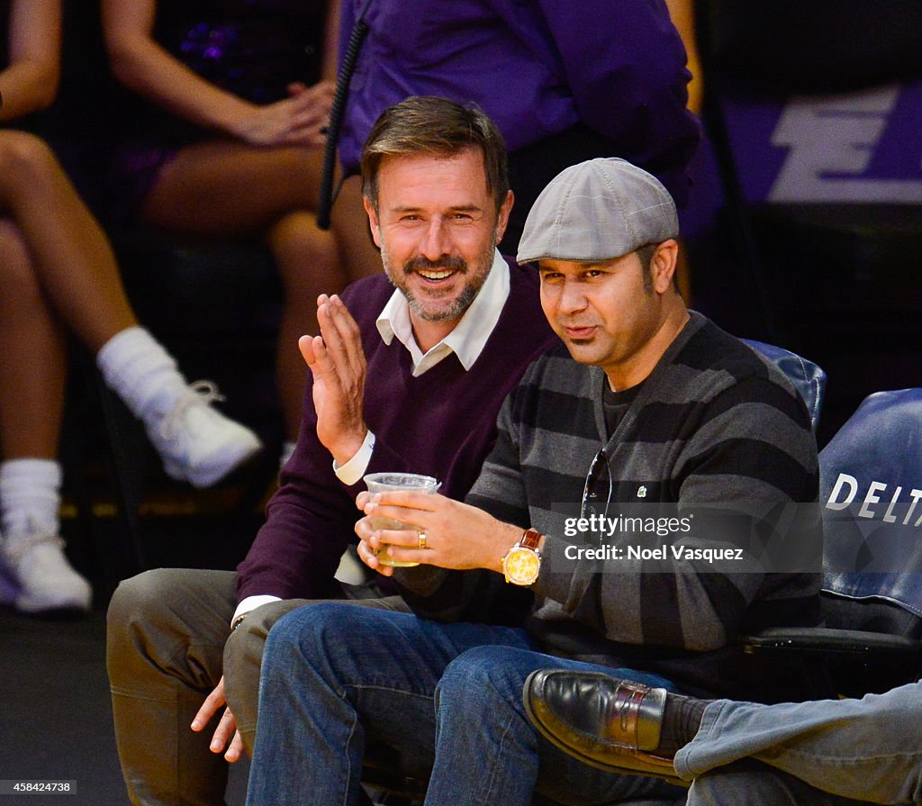 Celebrities At The Los Angeles Lakers Game