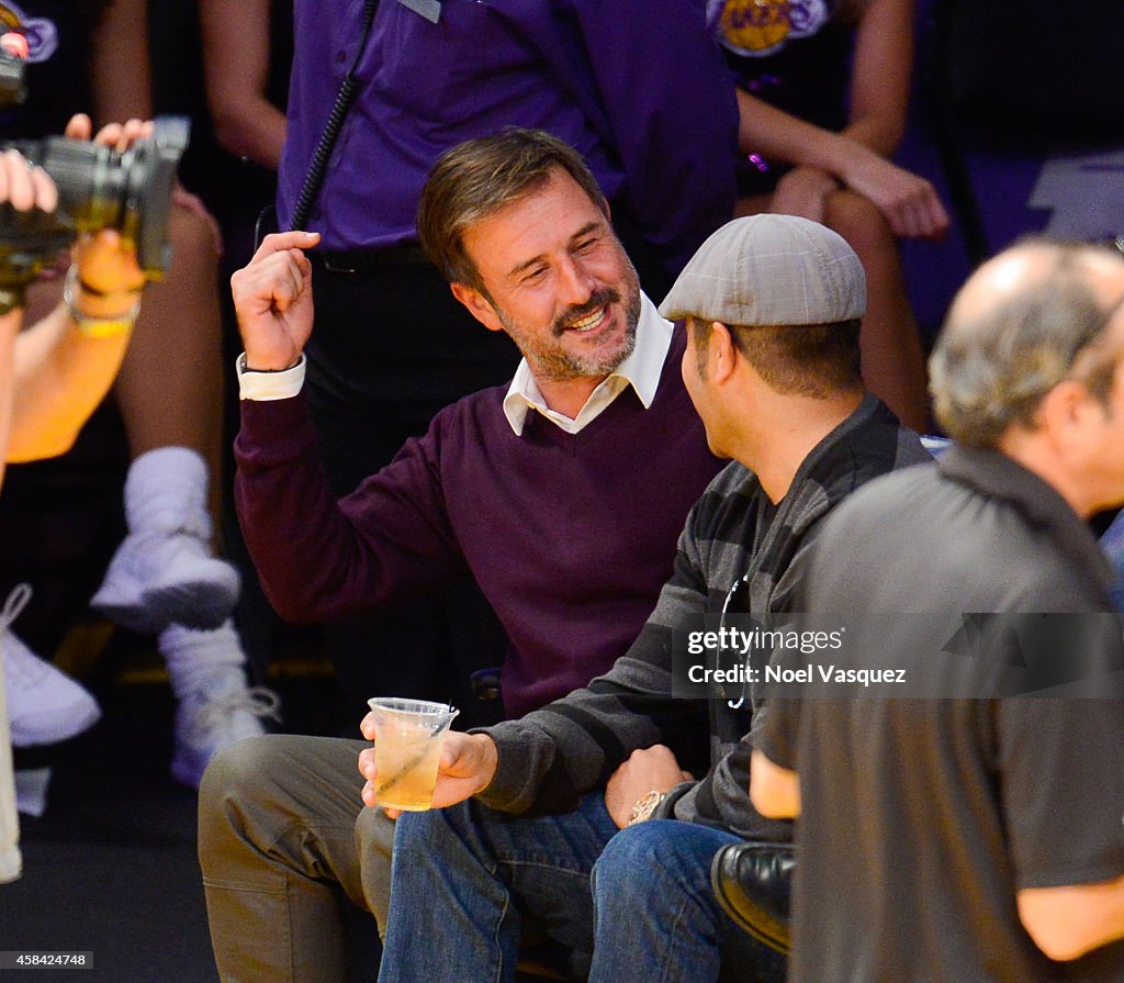 Celebrities At The Los Angeles Lakers Game