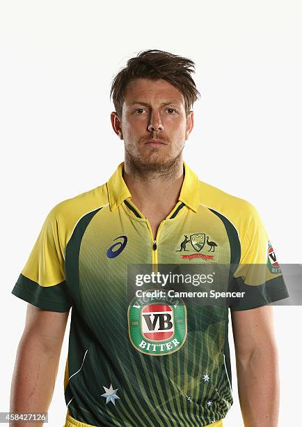 James Pattinson of Australia poses during the Cricket Australia ODI headshots session at the Intercontinental Hotel on August 11, 2014 in Sydney,...