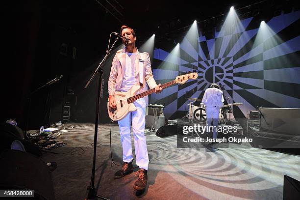 Jamie Reynolds and Simon Taylor-Davies of The Klaxons perform at O2 Shepherd's Bush Empire on November 4, 2014 in London, England.