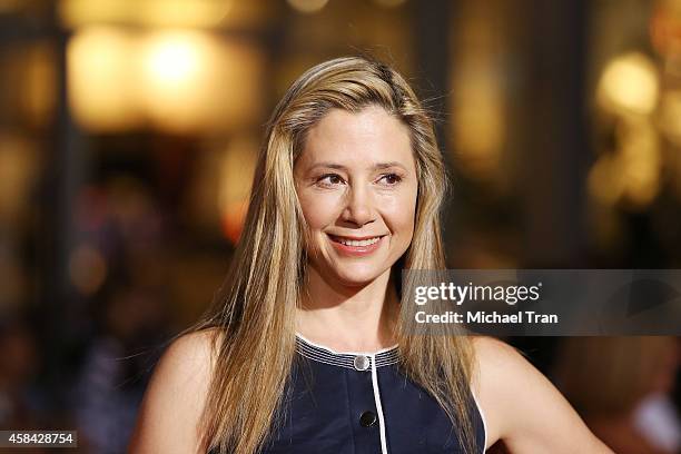 Mira Sorvino arrives at the Los Angeles premiere of "Big Hero 6" held at the El Capitan Theatre on November 4, 2014 in Hollywood, California.