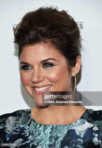 Actress Tiffani Thiessen arrives at the Hallmark Channel's Holiday Christmas world premiere screening of "Northpole" at La Piazza Restaurant on...