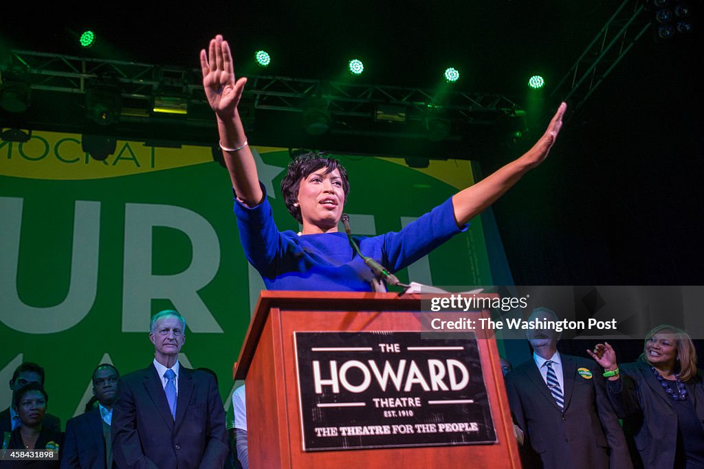WASHINGTON, DC - NOVEMBER 5: Muriel Bowser celebrates her elect