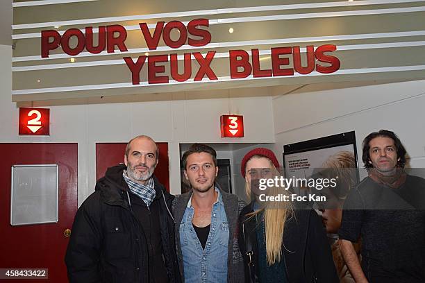 Actor Romain Ogerau, actor/director Sergio Do Vale, actress Ornella Boule Fasanella, photography director Yves Kohen attend 'Pour Vos Yeux Bleus'...