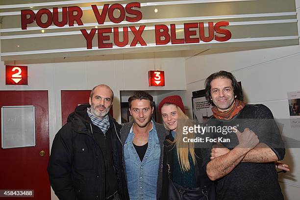 Actor Romain Ogerau, actor/director Sergio Do Vale, actress Ornella Boule Fasanella, photography director Yves Kohen attend 'Pour Vos Yeux Bleus'...
