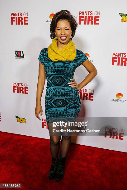 Angel Parker arrives to the Disney XD "Pants On Fire" premiere on November 4, 2014 in Hollywood, California.
