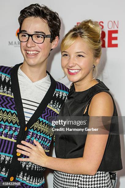 Joey Bragg and Audrey Whitby arrive to the Disney XD "Pants On Fire" premiere on November 4, 2014 in Hollywood, California.