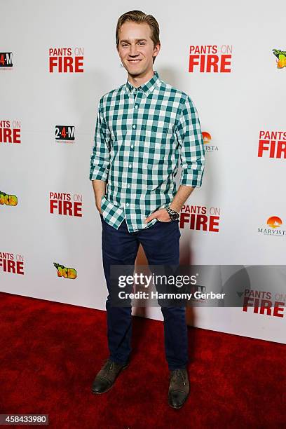 Jason Dolley arrives to the Disney XD "Pants On Fire" premiere on November 4, 2014 in Hollywood, California.