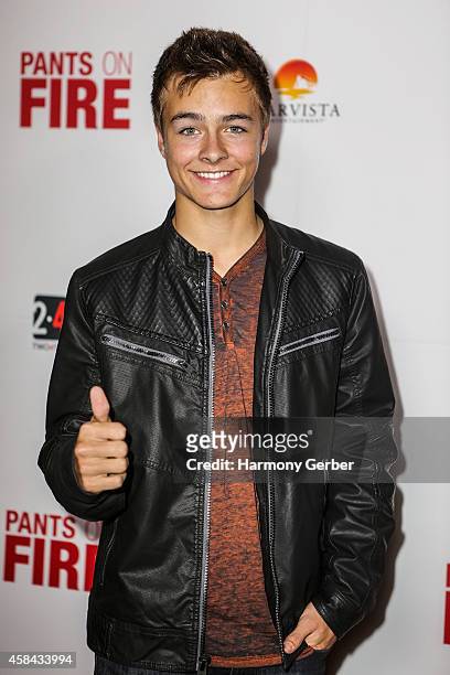 Peyton Meyer arrives to the Disney XD "Pants On Fire" premiere on November 4, 2014 in Hollywood, California.