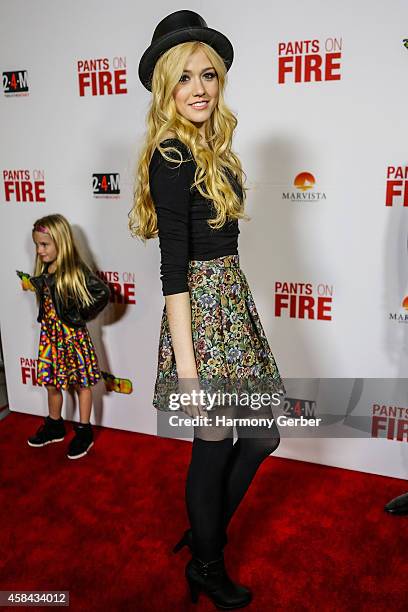 Katherine McNamara arrives to the Disney XD "Pants On Fire" premiere on November 4, 2014 in Hollywood, California.