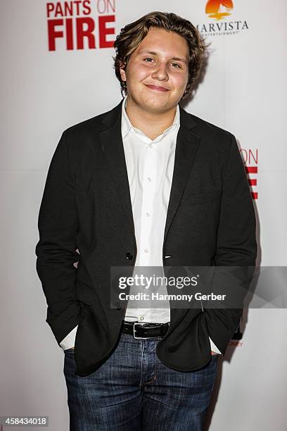 Bryce Hurless arrives to the Disney XD "Pants On Fire" premiere on November 4, 2014 in Hollywood, California.