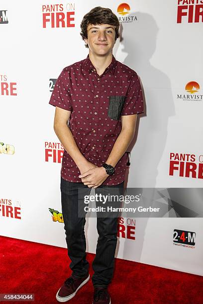 Jake Short arrives to the Disney XD "Pants On Fire" premiere on November 4, 2014 in Hollywood, California.