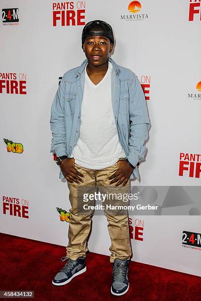 Mekai Curtis arrives to the Disney XD "Pants On Fire" premiere on November 4, 2014 in Hollywood, California.