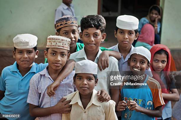 indian children in muslim school - islam stock pictures, royalty-free photos & images