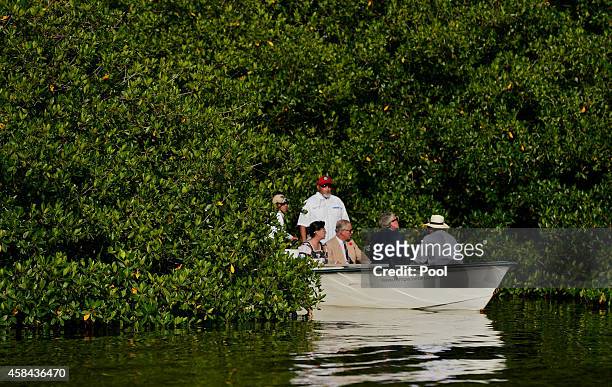 Prince Charles, Prince of Wales enters the Mangrove Biosphere Reserve on November 4, 2014 in Campeche, Mexico. The Royal Couple are on the third day...