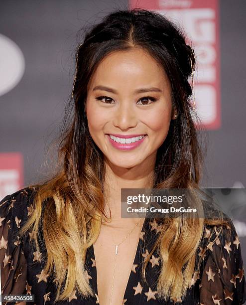 Actress Jamie Chung arrives at the Los Angeles premiere of Disney's "Big Hero 6" at the El Capitan Theatre on November 4, 2014 in Hollywood,...