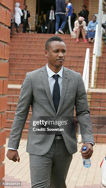 President Jacob Zuma's son Duduzane Zuma leaves the Randburg Margistrate Court on November 4, 2014 in Johannesburg, South Africa. Zuma's was...