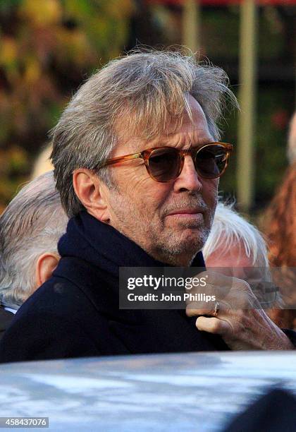 Eric Clapton attends the funeral of Jack Bruce at Golders Green Crematorium on November 5, 2014 in London, England.