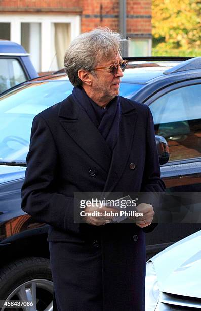 Eric Clapton attends the funeral of Jack Bruce at Golders Green Crematorium on November 5, 2014 in London, England.