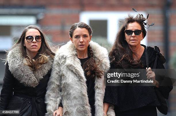 Jack Bruce wife, Margrit Seyffer and daugters Natascha Bruce aka Aruba Red and Kyla Bruce attend the funeral of Jack Bruce at Golders Green...