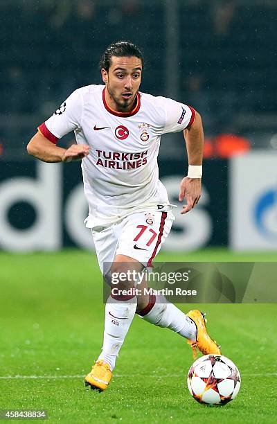 Tarik Çamdal of Galatasaray runs with the ball during the UEFA Champions League Group D match between Borussia Dortmund and Galatasaray AS at Signal...