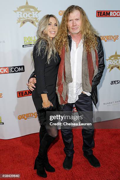 Musician Dave Mustaine and Pamela Anne Casselberry attend the Classic Rock And Roll Honour 2014 Award Ceremony at Avalon on November 4, 2014 in...