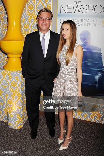 Creator/executive producer Aaron Sorkin and daughter Roxy Sorkin attend the Los Angeles season 3 premiere of HBO's series 'The Newsroom' held at the...