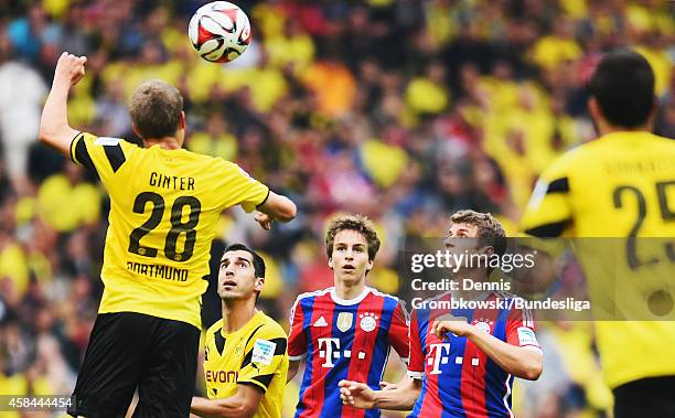 Thomas Mueller of Bayern Muenchen in action during the Supercup 2014 match between Borussia Dortmund and FC Bayern Muenchen at Signal Iduna Park on...