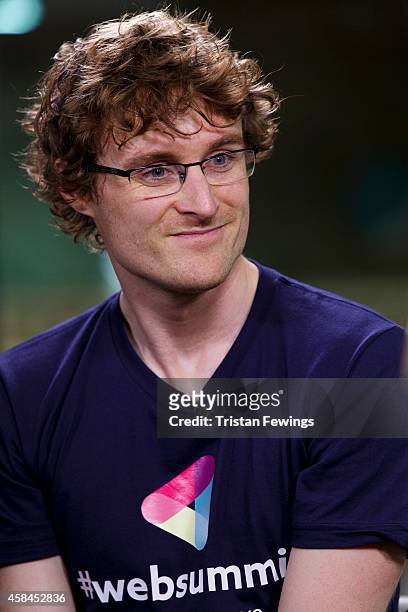 Paddy Cosgrave, Founder and CEO of Web Summit is interviewed by Deirdre Bolton for Fox Business News at the 2014 Web Summit on November 5, 2014 in...