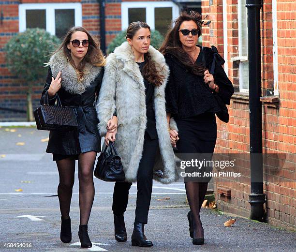 Jack Bruce's daughters Kyla Bruce, Natascha Bruce and wife Margrit Seyffer attend the funeral of Jack Bruce at Golders Green Crematorium on November...