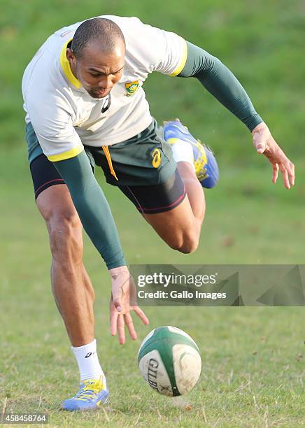 Cornal Hendricks during the South African National rugby team training session at Blackrock College RFC on November 05, 2014 in Dublin, Ireland.