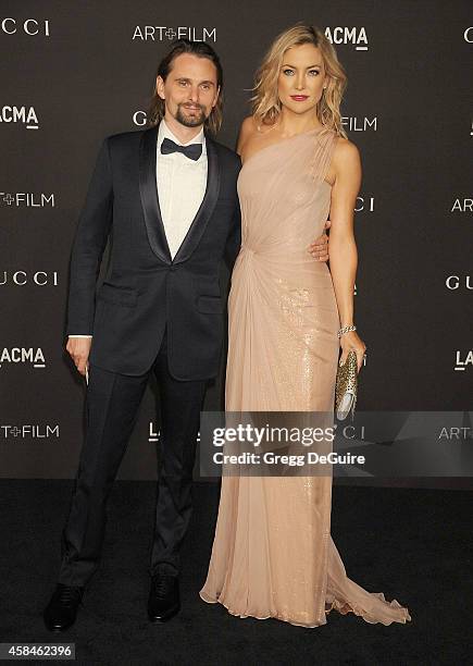 Actress Kate Hudson and musician Matthew Bellamy attend the 2014 LACMA Art + Film Gala Honoring Barbara Kruger And Quentin Tarantino Presented By...