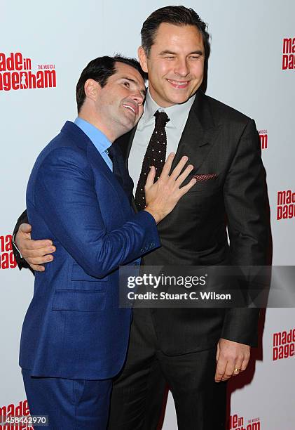 Jimmy Carr and David Walliams attend the "Made In Dagenham" press night at Adelphi Theatre on November 5, 2014 in London, England.